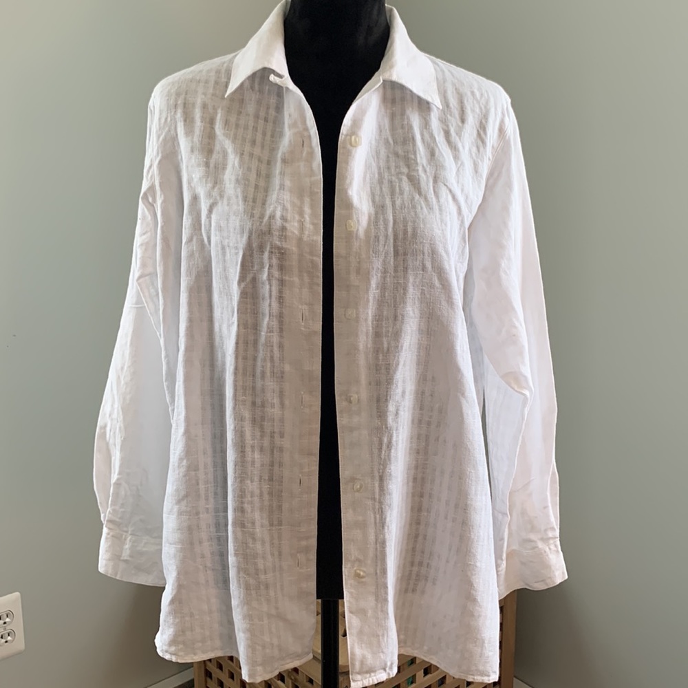 Solutions Casualwear White Linen Blouse
